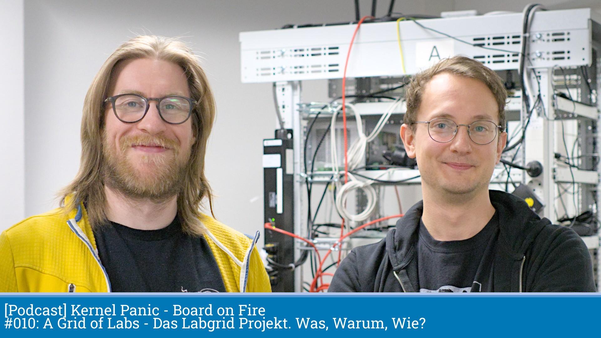 Portrait von Leonard und Rouven vor einem Pengutronix Labgrid RemoteLab